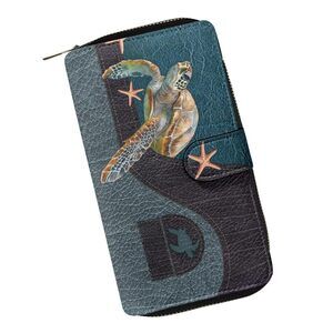 4532 Sea Turtle Wallet Leather Casual Travel Money Clips with Coin Picket 4